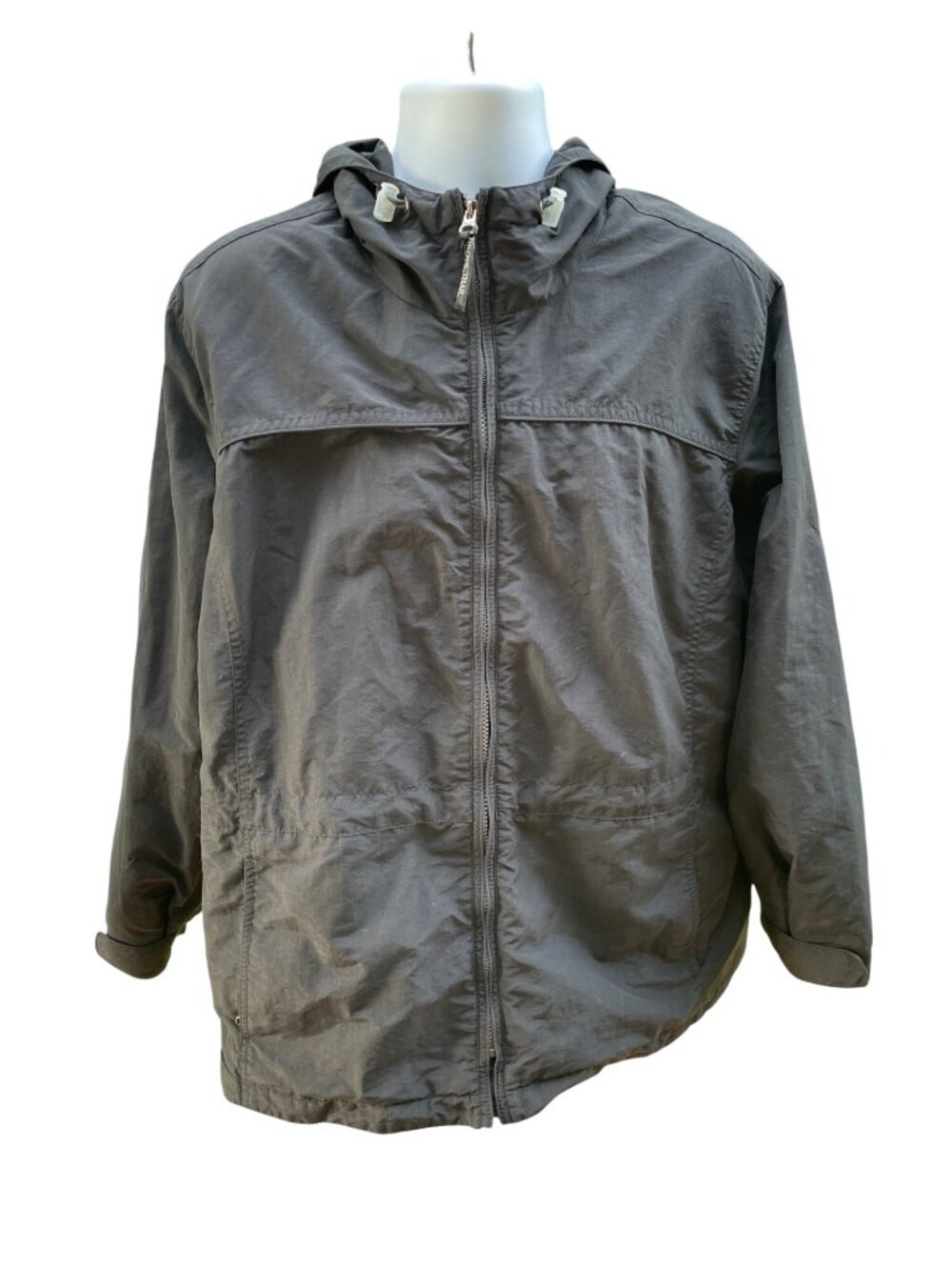 Hooded Lightweight Jacket Full-Zip Outdoor Nylon Pacific Trail Ladies XL Gray